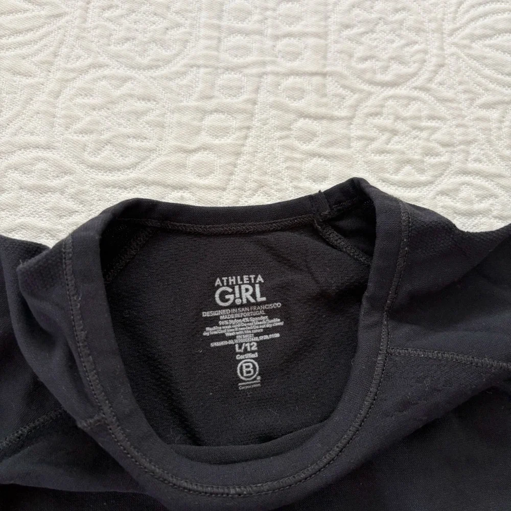 Athleta Girl Power Up Activewear Top, Black Sz L 12